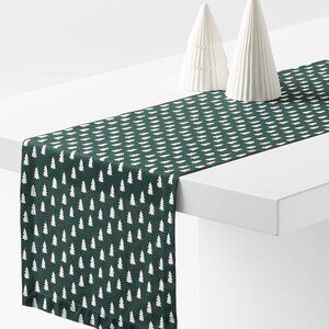 Crate & Barrel Green Trees 90" Table Runner